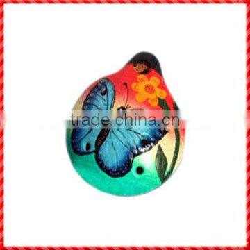 Colorful ceramic Ocarina with blue butterfly