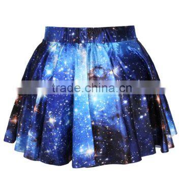 Skirts Fashion 2015 Women's Digital Print Blue Galaxy Mini Skirt N13-26