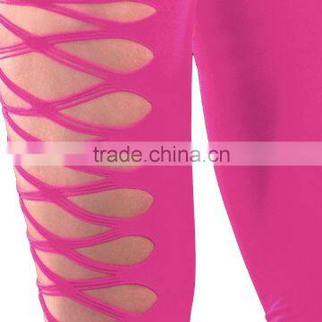 Opaque Pink Crotchless Women Pantyhose