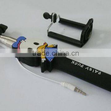 New Design Cartoon Shape Selfie Stick, Mini Lovely Cartoon Extendable Wired Aluminium Alloy Selfie Stick