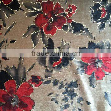 golden foil printted fashion korea velvet fabric for dress