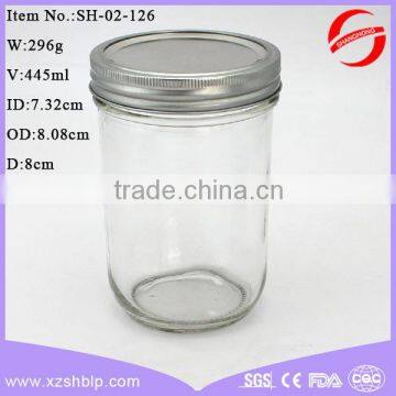 16oz 445ml Clear Wide Mouth Glass Mason Jar Wholesale With Lid