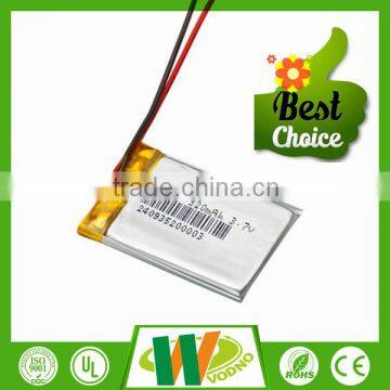 Smallest rechargeable 3.7V 303040 320mAh li-polymer battery