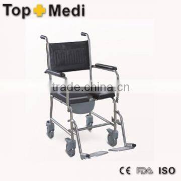 TOPMEDI Stainless steel 4 wheels light weight commode chair