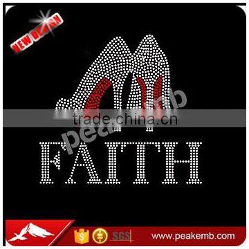 Faith Heel Stiletto Religious Hotfixed Rhinestone Transfer