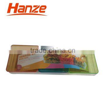 BPA Free Colorful Square Plastic Snack Dishes With Tray