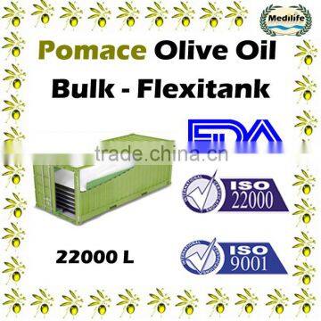 100% Pomace Olive Oil 22,000 Liters, pomace olive oil, Natural Olive Pomace Oil in Flexitank 5812 Gallons 22000 Liters.