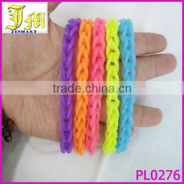 2014 Popular Loom Bands Bracelet Making Kit Hook 600 Rainbow Rubber 24 Clips Diy Tool