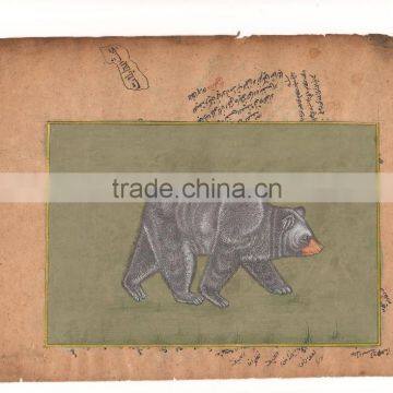 Vintage Miniature Painting Artwork Art Gallery Animal black bear INDIA small