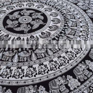 Black & White Elephant Mandala Tapestry , Wall Hanging ,Hippie Indian Tapestry New year Gift