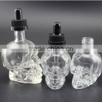 Skull shape 30ml essential oil glass dropper bottles