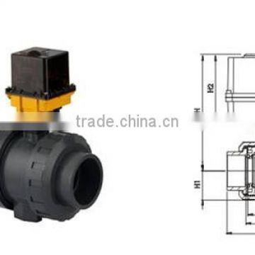 PVC UH True Ball Valve With Electric Actuator One Side Female Threaded (24 V DC) Emergency Manual Control