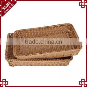 Handcraft PE rattan fruit vegetables basket double for supermarket display