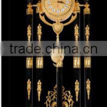 French Emperial 24K Gold Plated Floor Clock/Grandfather Clock, Bronze Gold Gilt Decoration Clock