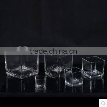 Home Table Decoration Square Clear Glass Plant Hydroponic Container Flower Vases photo-2