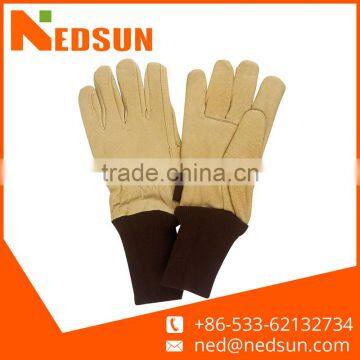 Knitting cuff pig leather working women garden gloves