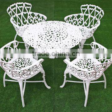 White Outdoor Furniture Kids Table and Chair Set Cast Aluminum Patio Sets photo-2