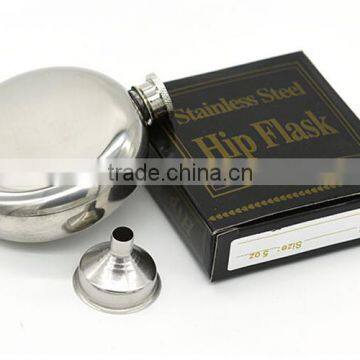 5 OZ Mirror Stainless Steel Flagon / Stainless Steel Hip Flask / Stainless Steel Wine Bottles (with Small Funnel) photo-6