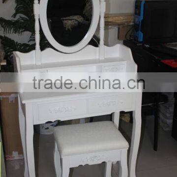 Home Furniture Dressing Table Set, Bedroom Dresser with Mirror and Bench, Wooden make up Table Set