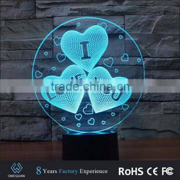 2017 Wedding Ideas Romantic night led 3d light lamp for couple