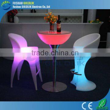 GLACS Control plastic patio furniture LED lighting bar stools