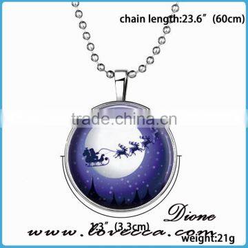 2016 HOT Jewelry Glass Tile Glow Design Christmas Ornament Necklace photo-6