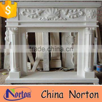 indoor carved flowers white marble electric fireplaces NTMF-F844S