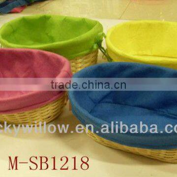 Oval Wicker Storage Basket With Coloful Liner & Easter Egg Basket