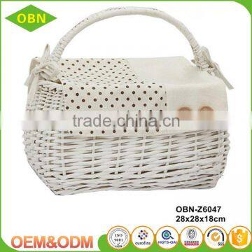 China Wholesale Customized Handmade 100% Natural Antique Wicker Egg Basket With Fabric Cover photo-4