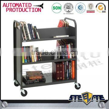 Heavy Duty Acrylic Book Cart With Wheel Steel Library Book Trolley for Sale photo-4
