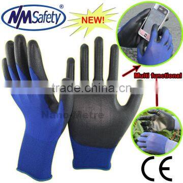 NMSAFETY smartphone pu soft touch glove/touch smart gloves made in china