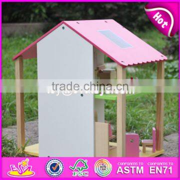 2017 New Products Lovely Girls Pink Wooden Dolls House for Sale W06A165 photo-5