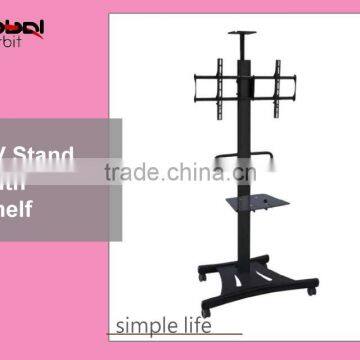 Adjustable in height metal plasma TV trolley with casters