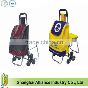 3 Wheels Stair Climber Foldable Shopping Trolley Bag With Seat