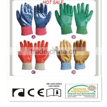 CR Nitrile fully coated gloves cotton interlock line knitted wrist