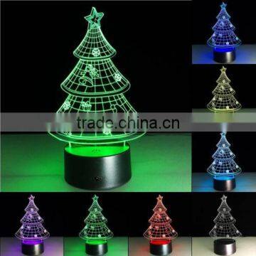 7 Colors Change Birthday Wedding Decor Gift Christmas Tree 3D Illusion LED Night Light photo-3