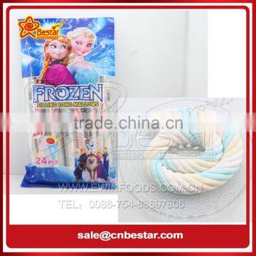 Frozen Cartoon Twisted Long Marshmallow with Jelly Jam