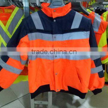 high visibility orange security reflective jacket with pocket