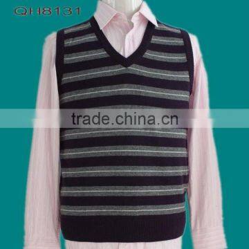 new style striped v neck men's cashmere vest