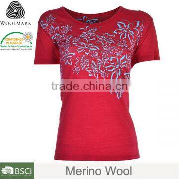 High quality Customized 100% merino wool woman shirt 2016 t-shirt wholesale