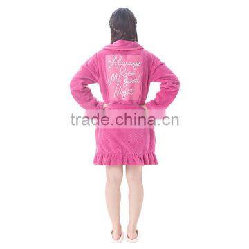 100% Polyester Women Night Casual Fleece Bathrobe for Women photo-2
