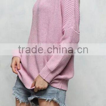 EY0873S New Arrival Women Round Neck Knitted Pure Color Sweater Pullover, American Long Sleeve Sweaters photo-2