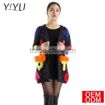 Womens Cute Embroidery Wool Knit Cardigan Sweater Tops Mujer photo-4