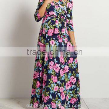 Dongguan Plus Size Maternity Clothes Manufacturers Nursing Floral Maxi Dress photo-3
