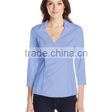 Women's 3/4 Sleeve Wrap Blouse Detachable Fit Solution photo-1