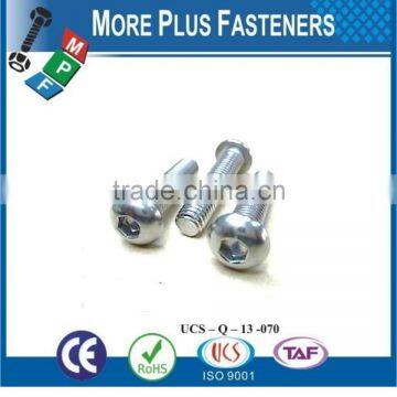 Made in Taiwan Slotted Crossed Hexagon Socket Drive Undercut Flat Head or Button Head Zinc Finish Steel Machine Screw