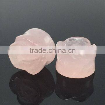 Rose Quartz Flower Shape Stone Plugs Rose Quartz Stone Expander Tunnel