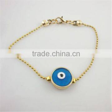 Gold Chain Evil Eye Bracelet Round Blue Turkish Lucky Eye Bracelet