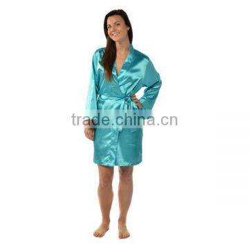 Wholesale high quality silk long robe sexy plain color bathrobe