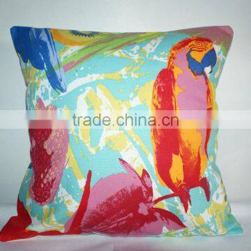 NEW BIG BRIGHT PARROTS CUSHION COVER